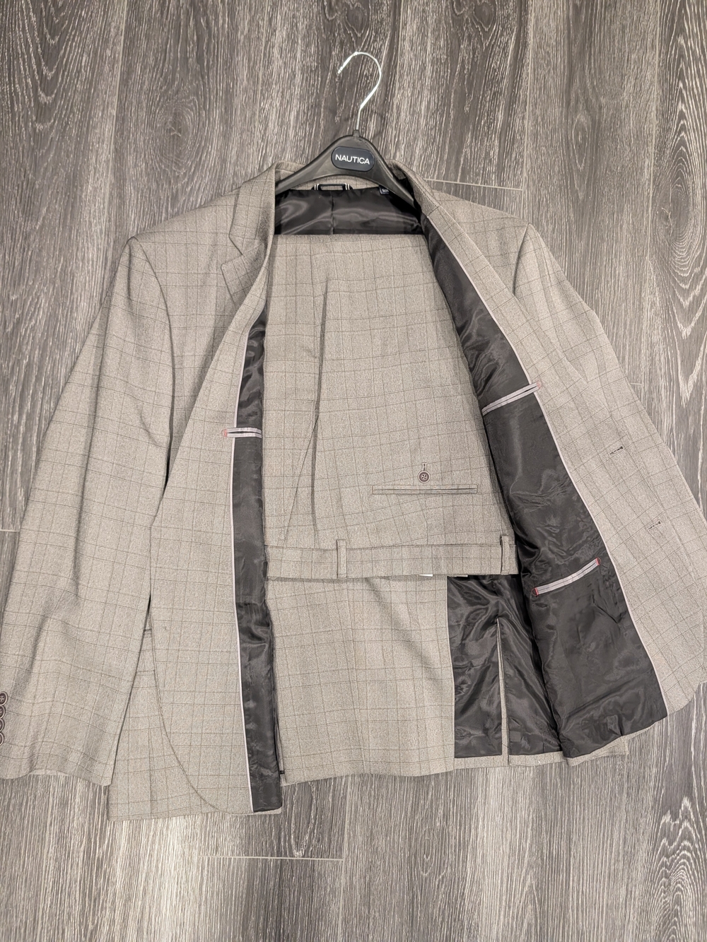 Nautica Light Gray Windowpane Suit Jacket & Pants